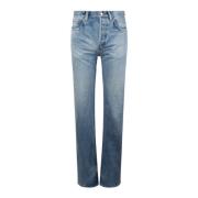 Blå Denim Straight Leg Jeans