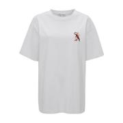 Broderet motiv rund hals t-shirt