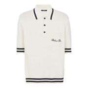 Uld polo shirt med signatur broderi