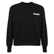 Sort bomulds sweater med logoprint