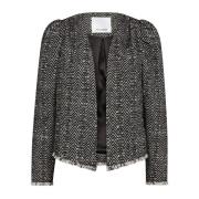 Sort Boucle Jakke Blazer Stilfuld