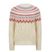 Hvid Sweater med Girocollo Tricot