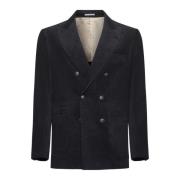 Dobbelt-Brystet Corduroy Blazer Antracit