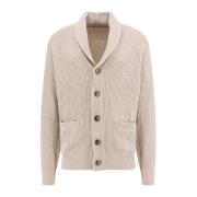 Bomuld Shawl Krave Cardigan med Logoed Knapper