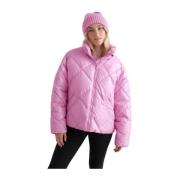 Peony Pink Diamond Quilt Puffer Jacket