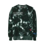 Grøn Tie-Dye Sweater med Crew Neck