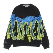 Sort Letvægts Crewneck Sweatshirt med Octopus Logo