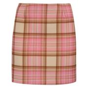 Tartan Uld Mini Nederdel Pink