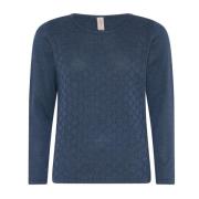 Feminin O-Neck Pullover Bluse Indigo