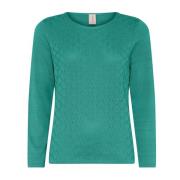 Feminin O-Neck Pullover Bluse Smaragd