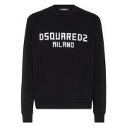 Sort og hvid print sweatshirt