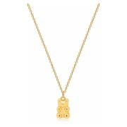 Men's Golden Necklace with Mini Teddy Bear Pendant