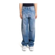 Blå Denim Jeans Moderne Straight-Leg Pasform