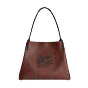 Paisley Jacquard Shoppingtaske med Broderet Patch