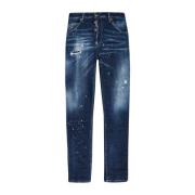 Indigo Maling Splash Jeans Distressed Design