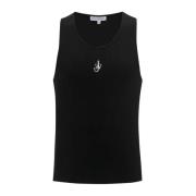 Sort Broderet Tank Top