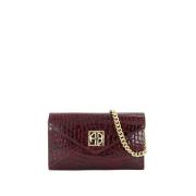 Burgundy Læder Lille Clutch Skuldertaske