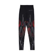 Flames Print Sort/Rød Leggings Kvinder