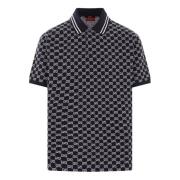 Blå og hvid jacquard polo shirt