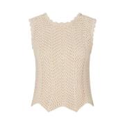 Beige Hæklet Top