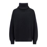 Uld Turtleneck Sweater med Logo Patch