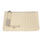 Ivory Faux Leather Kortholder med Metal Logo