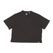 Sort Cropped T-shirt med Logo Print