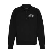 Sort Polo-Stil Sweatshirt med Medalje