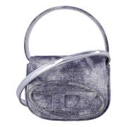 Glitter stof crossbody taske med D metal plade