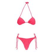 Fuchsia Bikini Triangle Top med Snørebånd