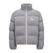 Uld Cable-Knit Jakke med Logo Patch