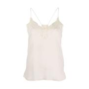 Elegant Silke Blonde Trim V-Hals Camisole