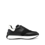 Sort/Hvid Sneaker med Mesh Paneler