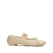 Beige Bomuld Slip-On Sko med Bue Detaljer