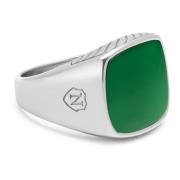 Gentlemen's Silver Signet Ring with Green Jade