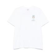 Hvid Logo Print Crew Neck T-shirt