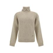 Ribbet uld turtleneck sweater