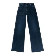 Vintage Wide Leg Jeans i Mørkeblå