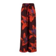 Satin Wide-Leg Printed Bukser