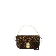 Leopard Print Læder Clutch Taske