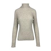 Beige Ribstrikket Sweater Slim Fit