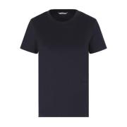 Blå Bomuld T-shirt med Tonal Logo Broderi