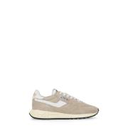 Beige Lædersneakers med Kontrastdetaljer