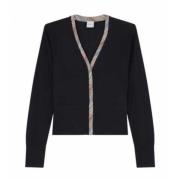 Marine Stribet Cardigan med Knapper