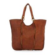 Cognac Shoppingtaske med nitter