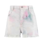 Tie Dye Denim Shorts Frynsede Kanter