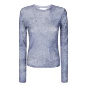 Mesh Langærmet Crew Neck Bluse