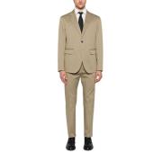 Beige Front Button Suit med Bagudgange