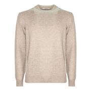 Beige Uld Cashmere Blandet Crewneck Jumper