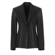 Sort uld blazer med peak revers